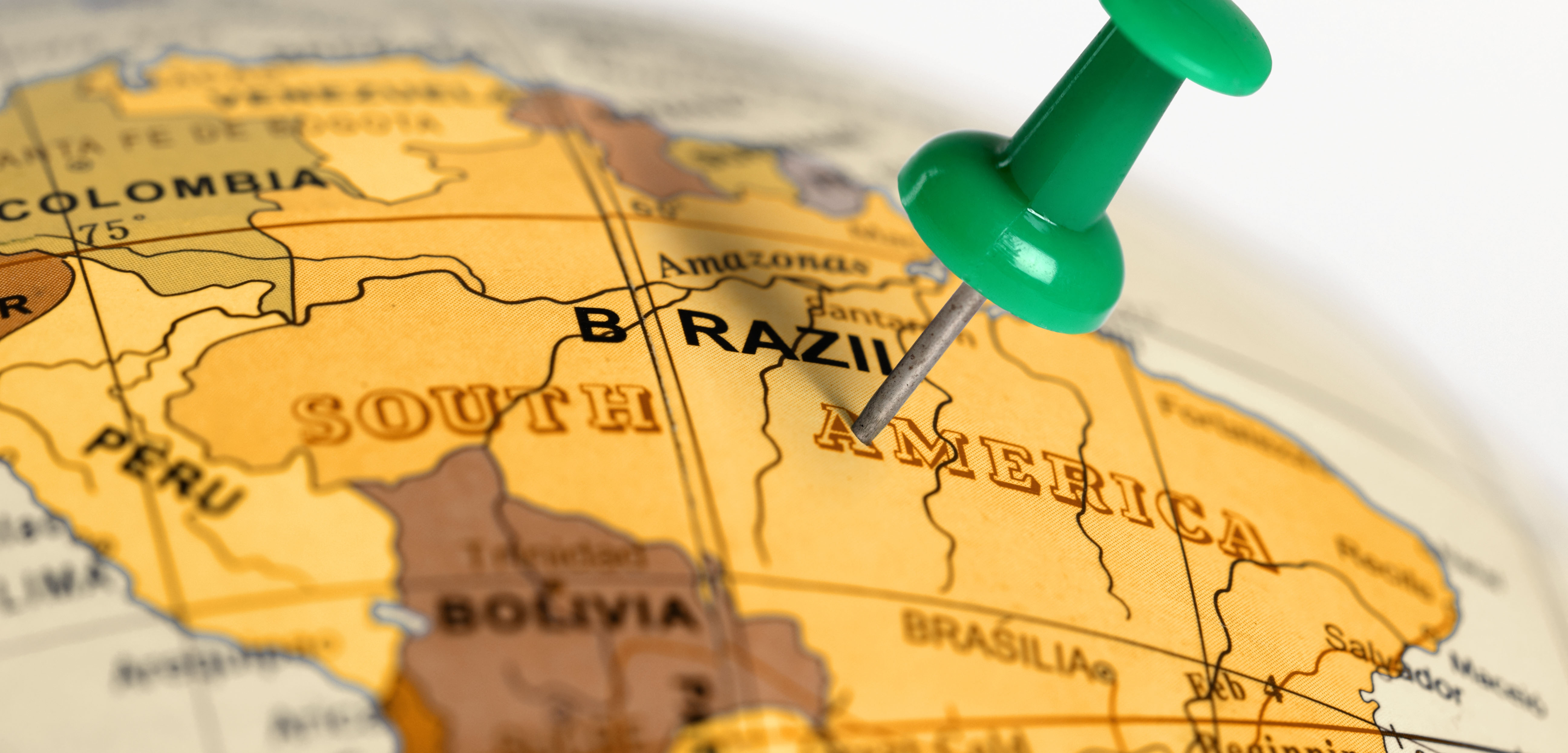 Location Brazil. Green pin on the map.